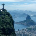 Iconic Rio de Janeiro skyline, with the world-famous Christ the Redeemer statue in the foreground