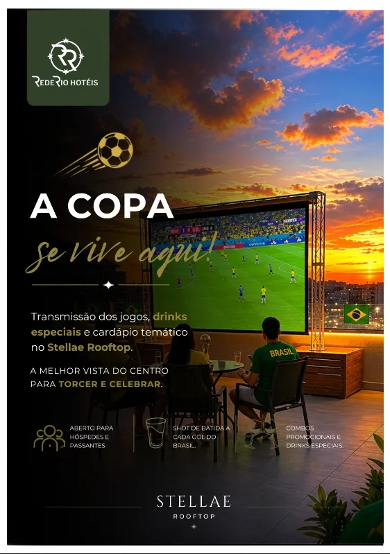 Transmissão da Copa no Stellae Rooftop, no Arosa Rio Hotel