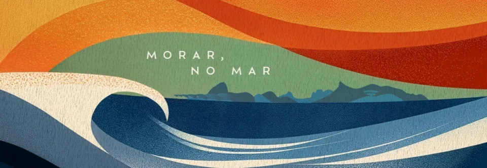 Identidade visual da DW Semana de Design do Rio de Janeiro 2026, com o tema Morar no Mar e curvas inspiradas nas ondas, evento realizado no CasaShopping