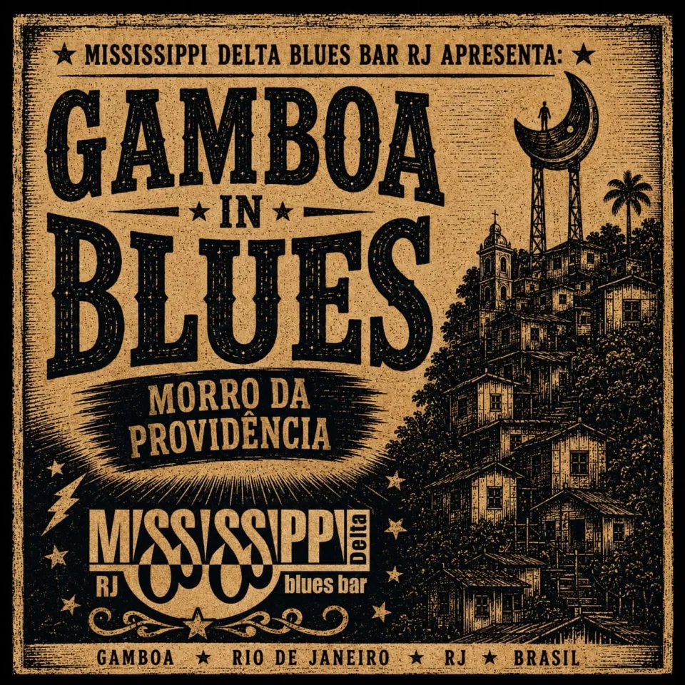 Arte de divulgação do Festival Gamboa In Blues 2026, na região da Pequena África, no Rio de Janeiro
