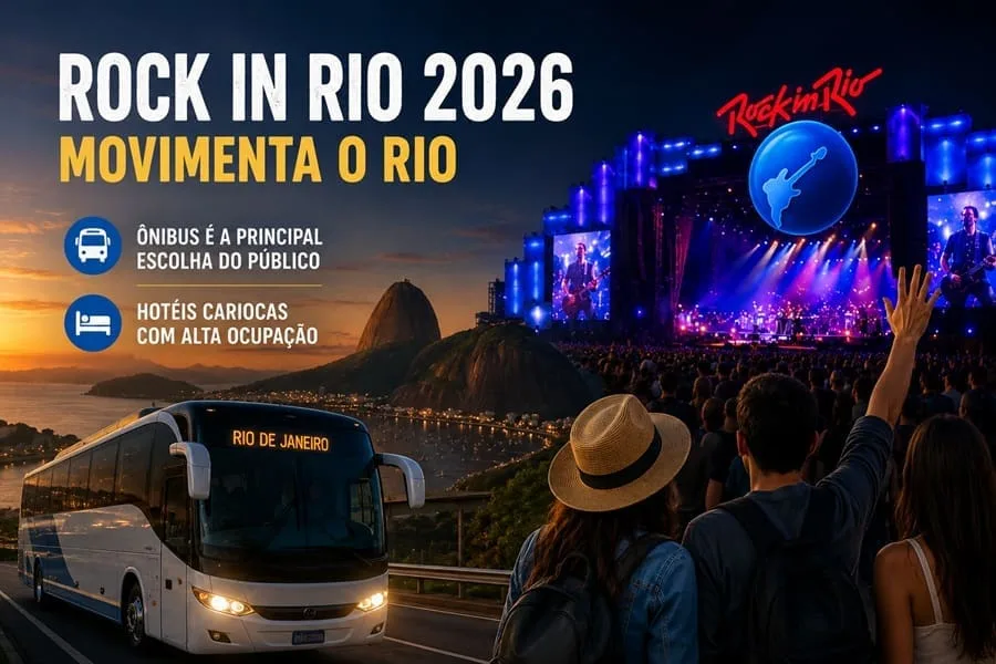 Público no palco principal do Rock in Rio, festival que movimenta a hotelaria carioca em setembro de 2026
