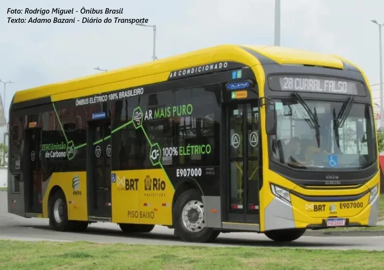 Ônibus elétrico em teste no Rio de Janeiro, parte da primeira PPP de ônibus elétricos do Brasil