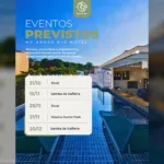 Arte de eventos previstos sobre a piscina do rooftop do Arosa Rio Hotel, no Centro do Rio