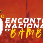 Arte oficial do 9º Encontro Nacional de Bambas, com arara e o título do evento sobre fundo vermelho