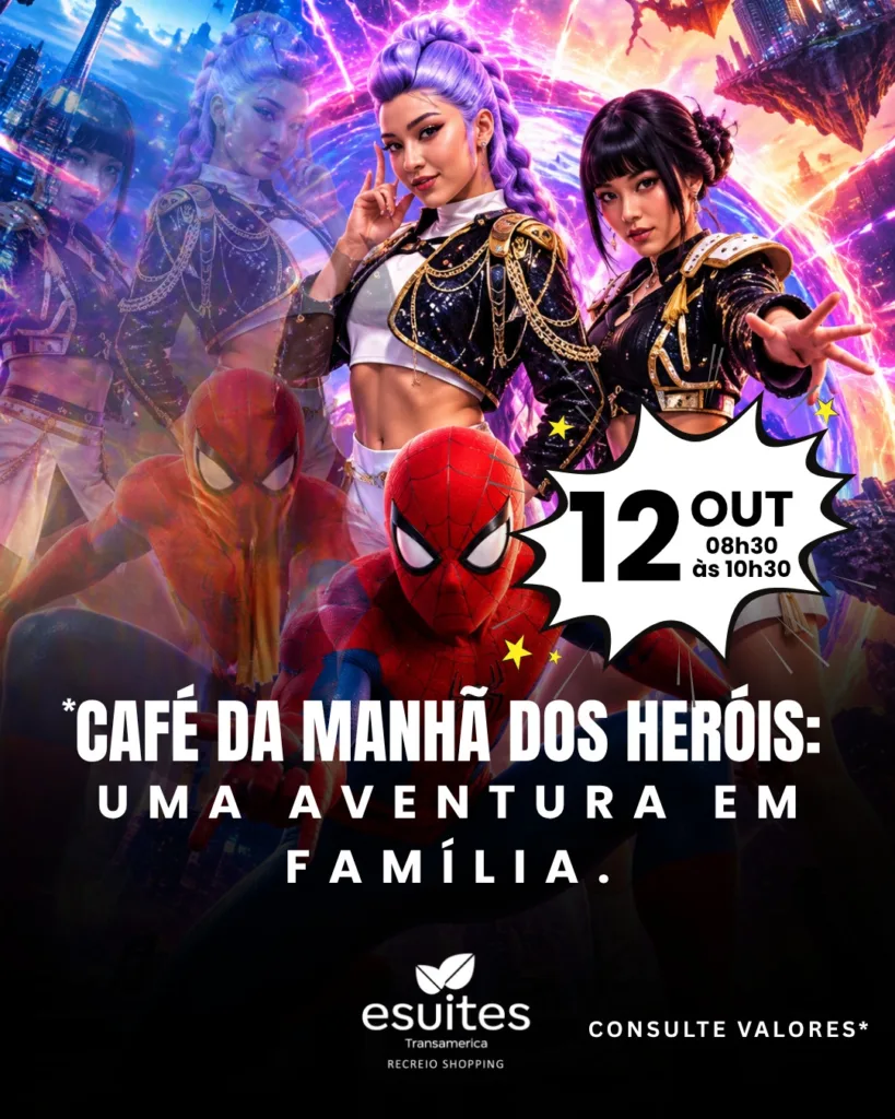 Café da Manhã dos Heróis no Restaurante Madregaia no eSuites Recreio Shopping