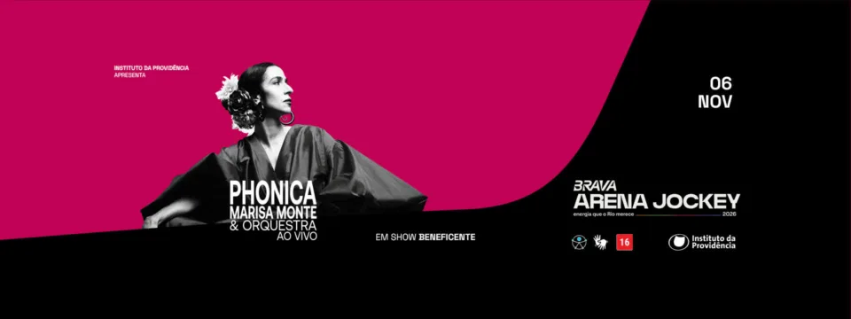 Arte oficial do show beneficente Phonica, de Marisa Monte e orquestra, na Brava Arena Jockey em 6 de novembro