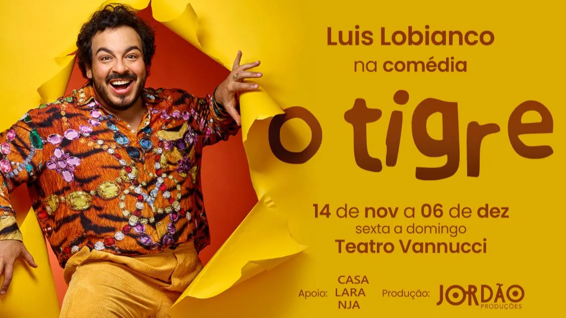 Luis Lobianco na arte de divulgação da comédia O Tigre