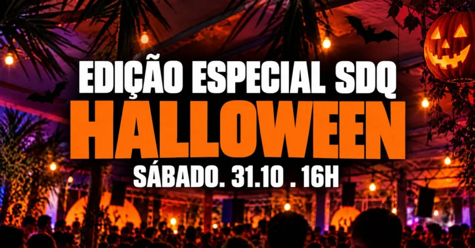 Arte oficial do Samba da Quinzena Edição Especial Halloween, sábado 31/10 às 16h