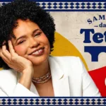 Arte oficial do Samba da TT com a cantora Teresa Cristina sorrindo e o logotipo do Quintal da Clementina