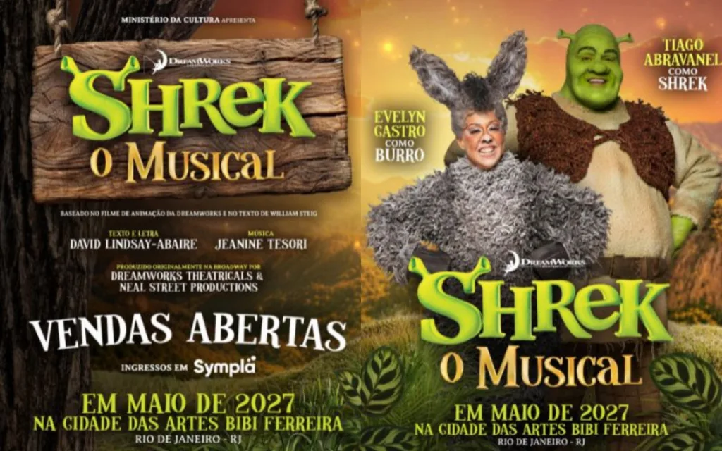 Elenco de Shrek - O Musical com Tiago Abravanel e Evelyn Castro