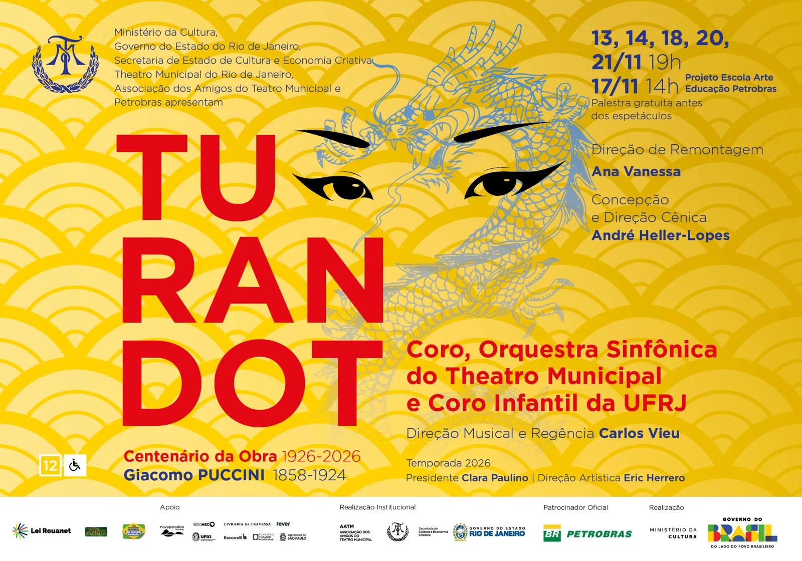 Cartaz oficial da ópera Turandot no Theatro Municipal do Rio de Janeiro