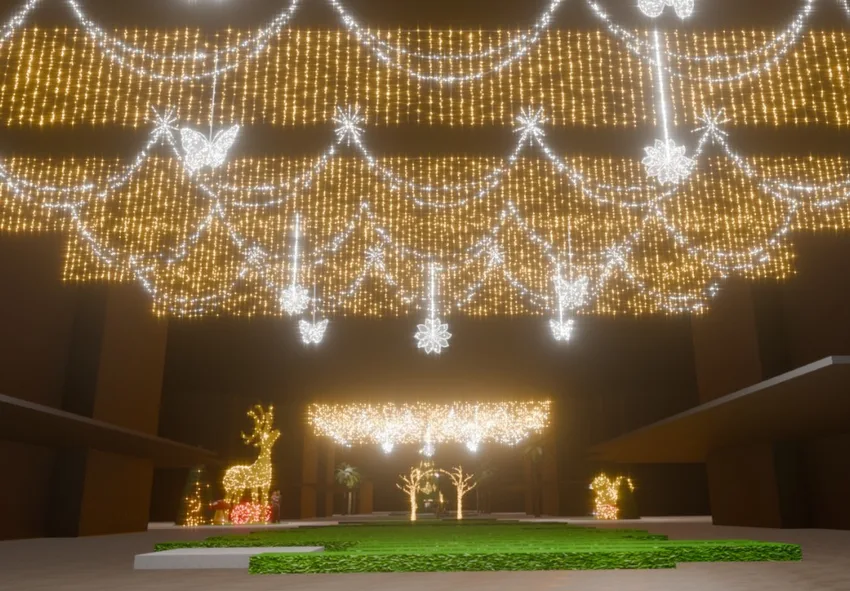 Perspectiva da decoração de Natal do Uptown Barra