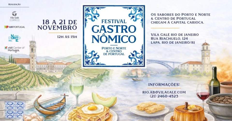 Cartaz do Festival Gastronômico do Porto e Norte & Centro de Portugal no Vila Galé Rio de Janeiro, de 18 a 21 de novembro