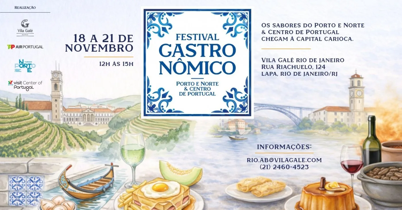 Cartaz do Festival Gastronômico do Porto e Norte & Centro de Portugal no Vila Galé Rio de Janeiro, de 18 a 21 de novembro